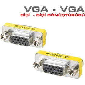 Resim VGA To VGA Dişi Dişi Çevirici 15 Pin Dönüştürücü Adaptör 