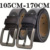Resim Erkekler için Lüks Tasarımcı Deri Kemer - Artı Boyutu 130-170cm Ayarlanabilir Otomatik Toka, Günlük ve Resmi Giyim İçin Bölünmüş Deri Rahat Kemer, Yüksek Kaliteli Dayanıklı Bel Kemeri 