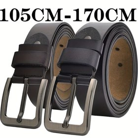 Resim Erkekler için Lüks Tasarımcı Deri Kemer - Artı Boyutu 130-170cm Ayarlanabilir Otomatik Toka, Günlük ve Resmi Giyim İçin Bölünmüş Deri Rahat Kemer, Yüksek Kaliteli Dayanıklı Bel Kemeri 