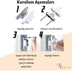 Resim Viselia Gri Pencere Kilidi 8 Adet Halatlı Çocuk Güvenlik Emniyet Hırsız Pimapen Pvc Kapı Bebek Kilidi 