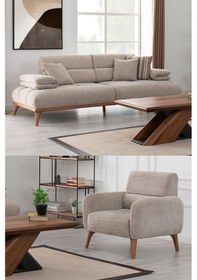 Resim Monza Sırt Mekanizmalı Koltuk Takımı 3+1 Krem 