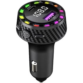 Resim Rgb Işıklı 5.3 Bluetoothlu 30w Usb Type C Hızlı Şarjlı Araç Kiti - Mp3 Çalar, Eller Serbest Modlu 