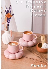 Resim 1 Set 2 Parça Bulut Model Kahve Fincanı 90 Ml Türk Kahvesi Fincanı Pembe 
