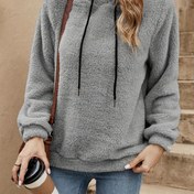 Resim Kadınlar için Rahat Kırmızı Teddy Hoodie - Uzun Kollu, Bağcıklı, Ön Cep Detaylı, Rahat Kış Giyimi, Sonbahar Modası, Rahat Kış Giyimi | Bağcıklı Hoodie | Konforlu Uygun 