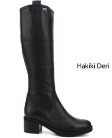 Resim GÖNDERİ(R) Kadın / Kız Siyah Floter Fermuarlı Kalıntopuklu Hakiki Deri Çizme 