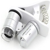 Resim Wezone 60x Büyüme Oranı Cep Telefonu Lens Mikroskobu, Led Işık Ve Klem, Ev/ofis/eğitim Kullanıma Uygun, Gümüş Renk, Pil Dahil 