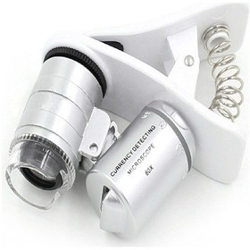 Resim Wezone 60x Büyüme Oranı Cep Telefonu Lens Mikroskobu, Led Işık Ve Klem, Ev/ofis/eğitim Kullanıma Uygun, Gümüş Renk, Pil Dahil 