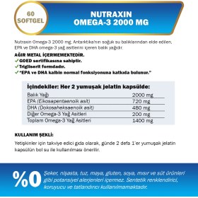 Resim Nutraxin Omega-3 2000 mg 60 Kapsül 