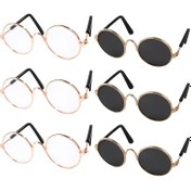 Resim 6 Çift Vintage Metal Tel Moda Gözlükleri - Evcil Hayvan Fotoğrafçılığı ve Kostüm Partileri için Gül Altın & Siyah Lensli Retro Mini Köpek Gözlükleri, Hafif Dekoratif Gözlükler 