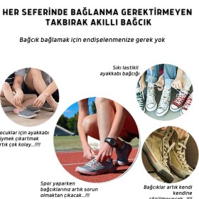 Resim Takbırak Mıknatıslı Lastikli Ayakkabı Bağcığı, Akıllı Bağcık, Bot, Çocuk, Spor Converse Nike Bağcık 