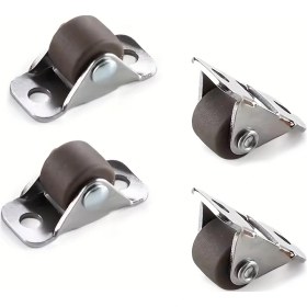 Resim Topnotch Brownness 4'lü Sessiz Mini Çekmece Ruloları: 0,5 Inç Mobil Tekerlekler 