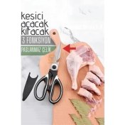 Resim Tuk Makası Çelik Mutfak Makası Açacak Kıracak Kesici Özelik 