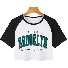 Resim Dayuhu Los Angeles 91 Brooklyn Grafik Kırpma T-shirt - Rahat Kadın Spor Üstkarpuz Kırmızı Karpuz Kırmızı 