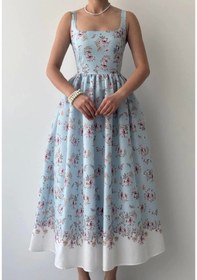 Resim Defymoda Yoa Cep Detaylı Elbise Mavi 