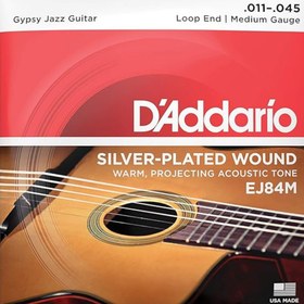Resim D'Addario EJ84M Silver-Plated Gypsy Jazz Akustik Gitar Teli - Medium (11-45) 