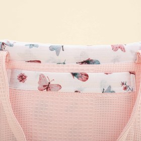 Resim Bebek Bakım Çantası - Pembe Waffle - Kelebekler 