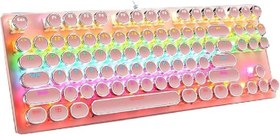 Resim coverzone Leaven K550 Kablolu Pembe Klavye Daktilo Tarzı Su Geçirmez Led RGB Gökkuşağı Renler Mekanik Oyuncu Işıklı Klavye Ergonomik Tasarım Rahat Kullanım 150cm Kablo Uzunluğu Bilgisayar PC için (Pembe) 