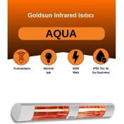Resim Aqua 3000 Watt GSA30 Kumandasız Suya Dayanıklı Elektrikli Infrared Isıtıcı-Beyaz 