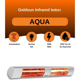 Resim Aqua 3000 Watt GSA30 Kumandasız Suya Dayanıklı Elektrikli Infrared Isıtıcı-Beyaz 