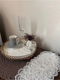 Resim ZESA HOME 6 Lı Kahve Yanı Şık Sunum Güpür Tül Peçeteler 