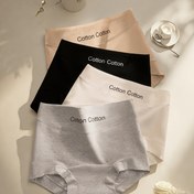 Resim 4 adet Kadın Yüksek Bel Boxer Şortu Çift Katman Geniş Bel Bantı ile Harf Baskı ve Ruffle Hem - Yumuşak Nefes Alabilen İç Giyim için Rahat Kıyafet, Yüksek Bel Boxer Şortları, Konforlu Uygun 