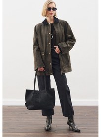 Resim Manuka Oversıze Kontrast Yakalı Parka Boz Gri Boz Gri 