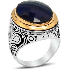 Resim Safir Taşlı Sarmaşık Model Erkek Gümüş Yüzük - 520698070 