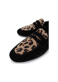 Resim Tamer Tanca Kadın Hakiki Deri Siyah Süet Loafer Ayakkabı 961 555 Bn Ayk Y25 Syh Suet/leopar SIYAH SUET 