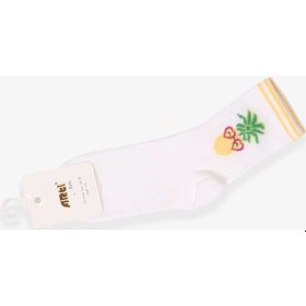 Resim Katamino Breeze Kız Çocuk Soket Çorap Ananas Desenli Beyaz (5-6-13-14 Yaş) 