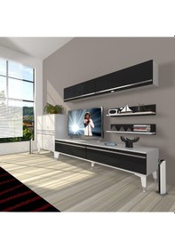 Resim Decoraktiv Eko 6y Mdf Std Silver Tv Ünitesi Tv Sehpası Beyaz - Siyah 