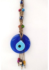 Resim Hasır Nazar Duvar Süsü Karışık Renkli Boncuk Nazarlık Duvar Dekoru 13035 