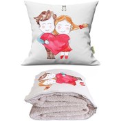 Resim Love 7 Tv Battaniyeli Opsiyonel Dekoratif Araç İçi Yastık Çok Renkli 