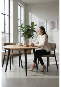 Resim Canisa Toldy Serisi 2 Adet Cappucino Bukle Kumaş Mutfak Sandalyesi Siyah Metal Ayak Cappucino Sandalye Ayaklar Siyah 