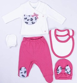 Resim Aydodo Kız Bebek 5li Zıbın Set Pembe Bebe Takım Gülkurusu 