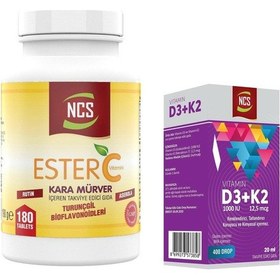 Resim Ncs Ester C Vitamini Kara Mürver 180 Tablet + Ncs Vitamin D3 K2 20 ML 