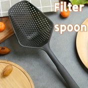 Resim Dayanıklı Plastik Süzgeç Kaşığı, Sızıntı Önleyici Mutfak Pişirme Aracı, Sebzeleri Haşlama, Hot Pot, Kızartma, Elle Drenaj Kepçesi ve Buz Kepçesi ile, Endüstriyel Gıda Tedarik Ekipmanı 