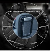 Resim Bej Araba Depolama Ağı Cep Kendinden Yapışkanlı Evrensel Araba Cep Telefonu Depolama Ağı Araç Malzemeleri 