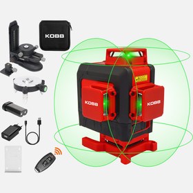 Resim KOBB KBL35G Profesyonel Li-ion Şarjlı 4X360 derece Otomatik Hizalamalı Yeşil Çapraz Çizgi Lazer Distomat ve Uzaktan Kumanda 