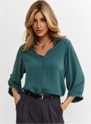 Resim Dispace Büyük Beden Şık Ofis Ve Özel Günler İçin Kadın Bluz 189142339 Yeşil 