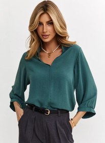 Resim Dispace Büyük Beden Şık Ofis Ve Özel Günler İçin Kadın Bluz 189142339 Yeşil 