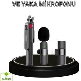 Resim ZERO LAND TECHMRT Vlog ve Canlı Yayın İçin Çift Yaka Mikrofonu ve Tripodlu Sie (163805) Çubuğu Seti 