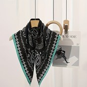 Resim 1 adet Erkekler için Vintage Baskılı Bandana, Şık Retro Eşarp, Polyester Kare Boyun Fuları, Açık Hava, Yürüyüş, Günlük Giyim için Rahat Aksesuar, İplik Boyalı Örme Polyester, Makinede Yıkanabilir 