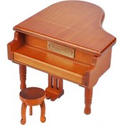 Resim Lemestar Ahşap Piyano Müzik Kutusu, Güneş Ahşap Rengi, Kucuk Tabureli, Rastgele Melodi, Dekoratif Ve Depolama Odacıklı Hediyelik 