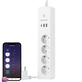 Resim NEUTRON Akıllı Wi-fi Destekli 16a 4'lü Çocuk Kilitli Akım Korumalı Çoklu Priz - Uygulama Üzerinden Kontrol 