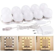 Resim 10 Adet Hollywood Lights Kısılabilir Led Ayna Lambası Banyo Makyaj Işığı Parlaklığı Adaptörlü Ayna Dahil Değildir 