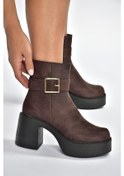 Resim Fox Shoes V726446602 Kahverengi Süet Kalın Topuklu Kadın Bot Kahverengi-süet 