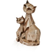 Resim Casa Dora Dekoratif Yavrulu Kedi Biblo - Bronz / Gümüş - 17x10x26 cm 