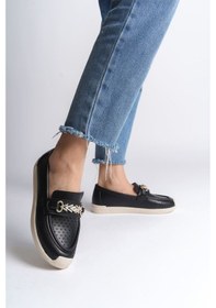 Resim Lıly Bağcıksız Ortopedik Rahat Taban Kalp Desenli Kadın Babet Ayakkabı Ckt - Siyah Siyah 