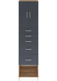 Resim Hyperion Dolap 2 Raflı 5 Çekmeceli 2 Kapaklı 60x44x243 Çam-antrasit Atlas Çam 