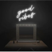 Resim Good Vibes Yazılı Neon Tabela Beyaz 